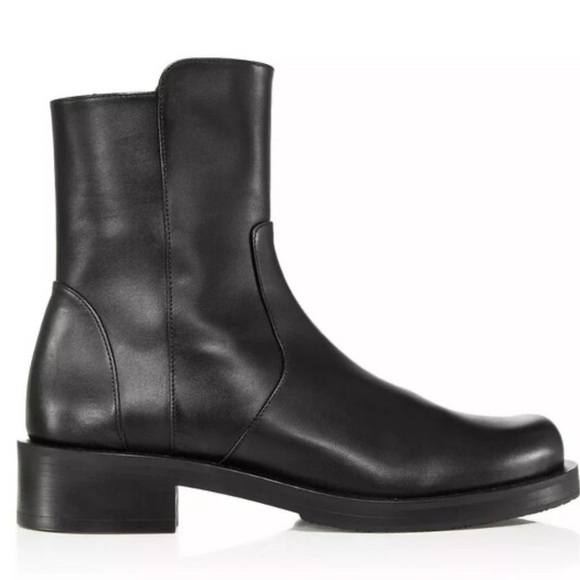 STUART WEITZMAN 5050 Bold ZIP ankle boots BLACK LEATHER 8 - Picture 4 of 7